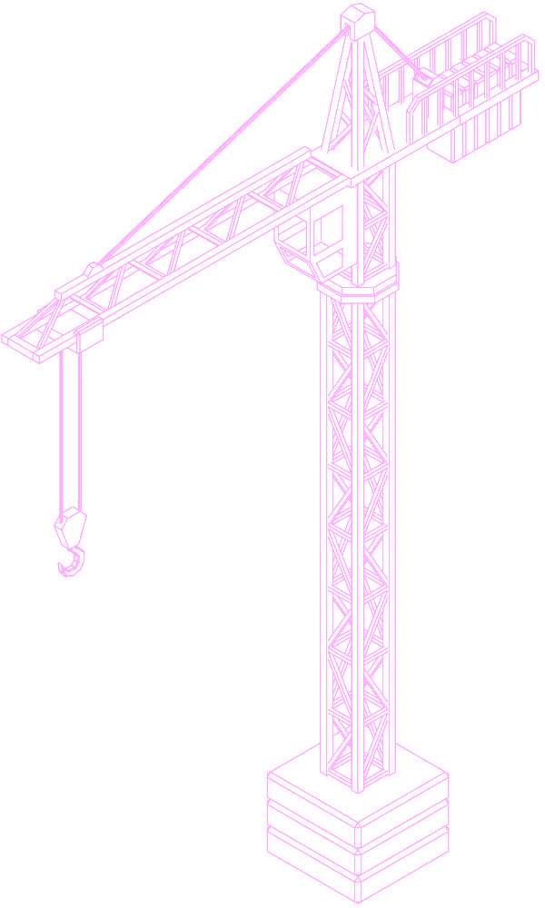 Blueprint drawing of a crane construction machine.