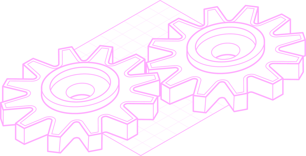 Blueprint drawing of gears.